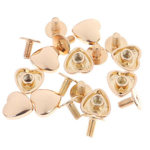 10Sets/lot DIY Shoulder Bags Bottom Studs Rivets Screw Heart Shape Accessories Handbag Black,Silver,Gold